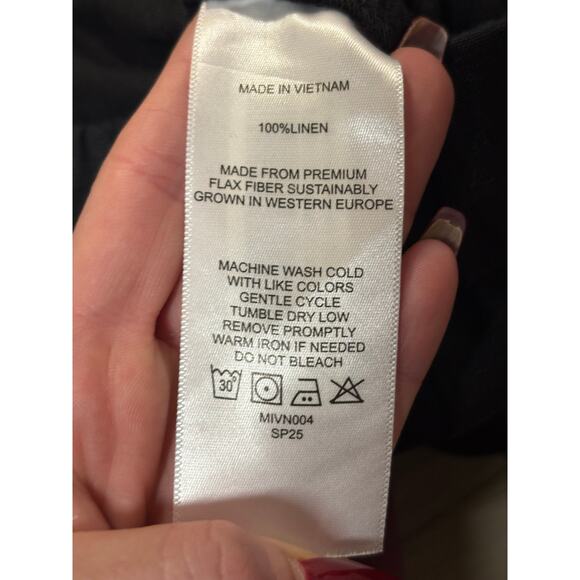 Quince Black 100% European Linen Black Wide Leg Pull-on Pants 1X Minimalist Plus - Picture 13 of 13